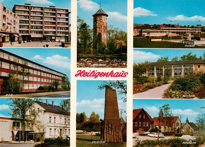 Heiligenhaus Mettmann Kirchplatz AEG Wehrturm Freibad Turnhalle Haus vor der Kir