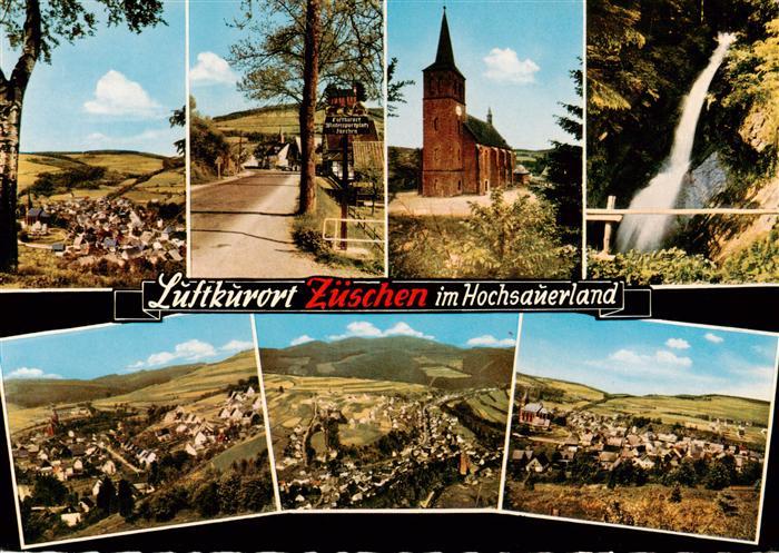 Zueschen  Sauerland Panorama Ortseingang Kirche Wasserfall Fliegeraufnahmen