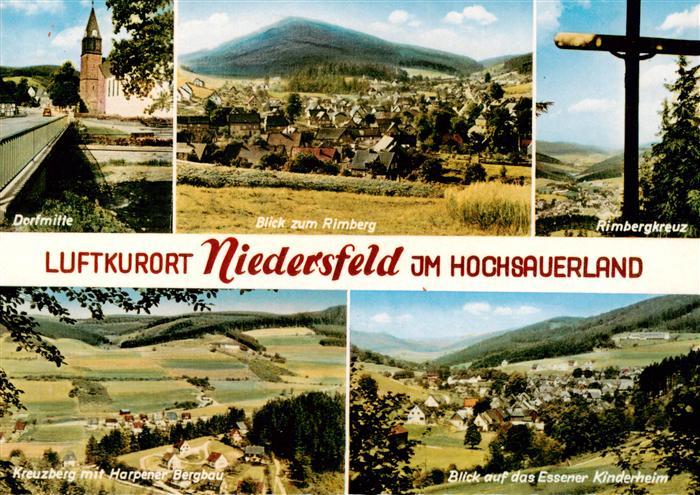Niedersfeld Winterberg Dorfmitte Rimbergblick Rimbergkreuz Kreuzberg mit Harpene