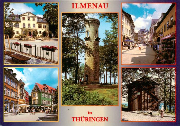 Ilmenau  Thueringen Amtshaus Fussgaengerzone Kickelhahnturm Goethehaeuschen