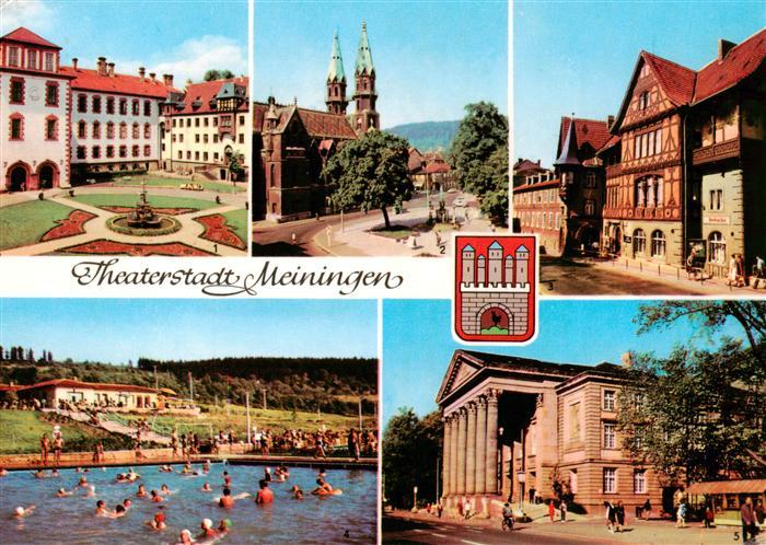 Meiningen Thueringen Schloss Kirche Ortspartie Theater Schwimmbad