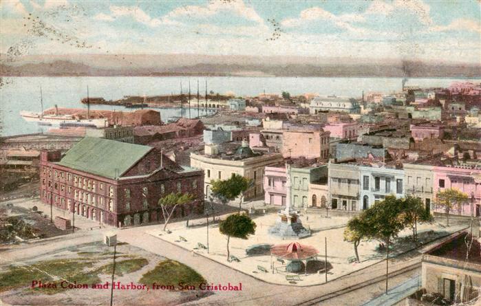 San Juan  Puerto Rico Plaza Colon and Harbor from San Cristobal