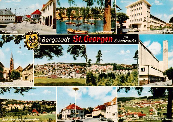 St Georgen  Schwarzwald Marktplatz Klosterweiher Dual Werk Ev Kirche Panorama Ka