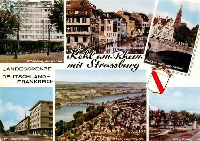 Kehl Rhein mit Strassburg Europahaus Alt Frankreich Strassburger Muenster Kehl