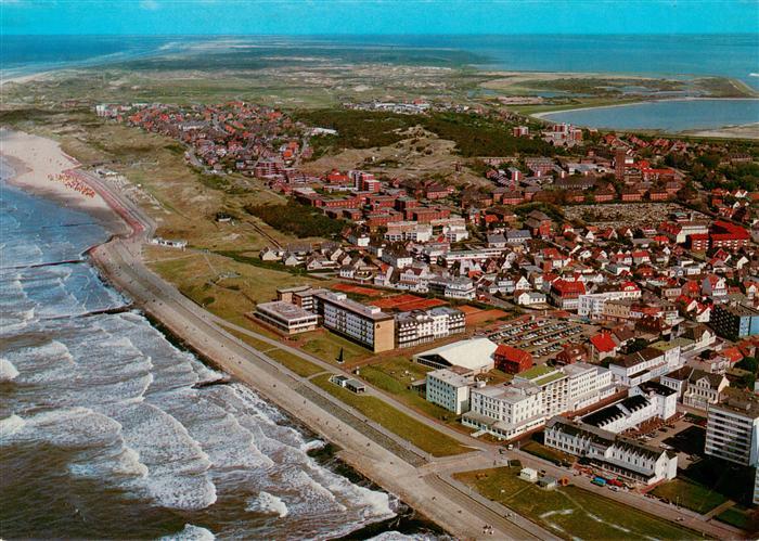 Norderney Nordseebad Fliegeraufnahme mit Strandhotel Georgshoehe Kurklinik und N