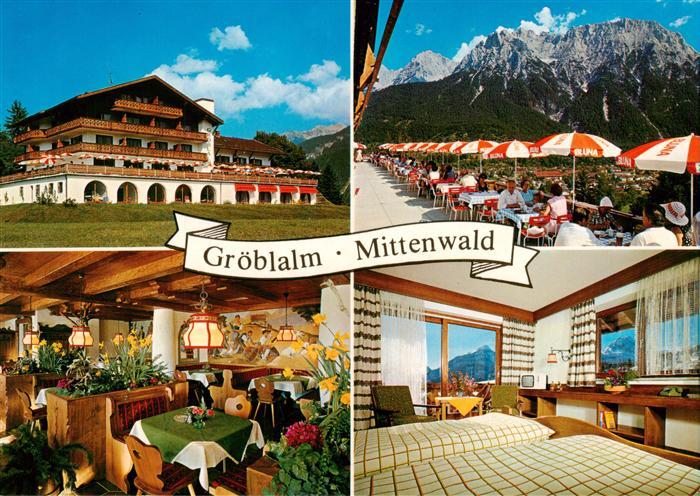 Mittenwald Bayern Groeblalm Gastraum Freiterrasse Gaestezimmer