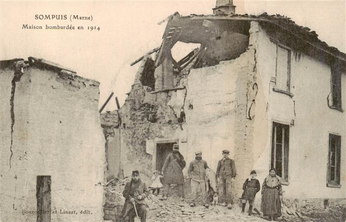 Sompuis 51 Marne Maison bombardee en 1914