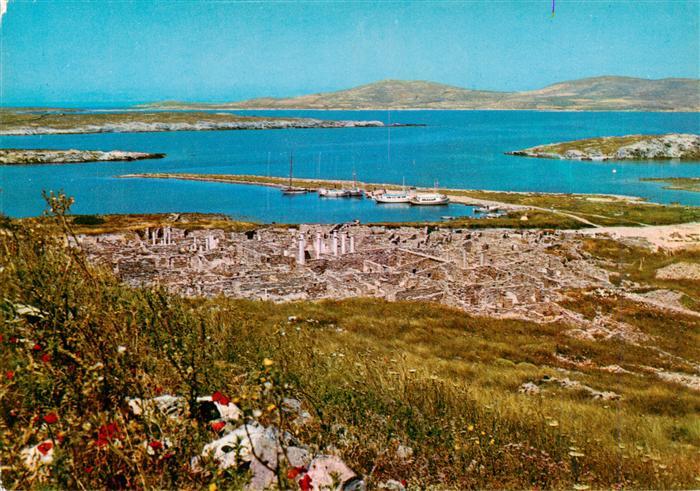 Delos Delo Greece Blick auf alte Stadt und den Hafen