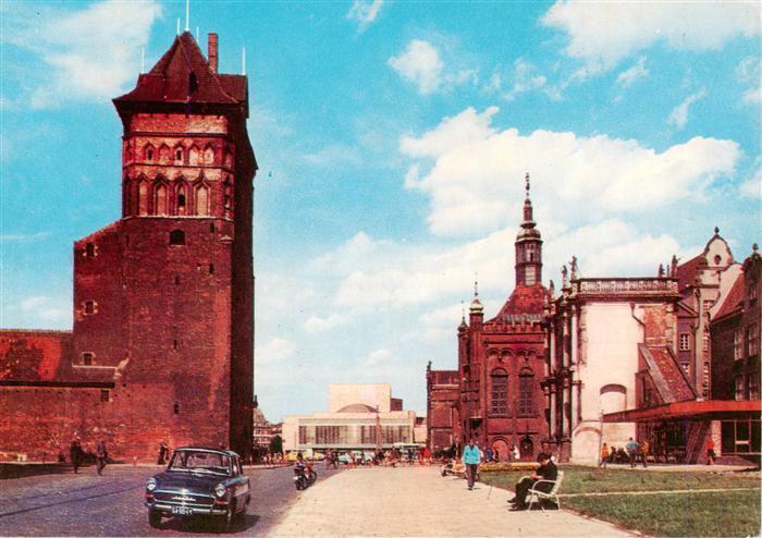 Gdansk Danzig PL Widok w kierunku Targu Weglowego od lewej Wieza Wiezienna teatr