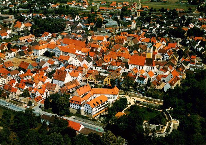 Abensberg Fliegeraufnahme mit Pfarrkirche St Barbara