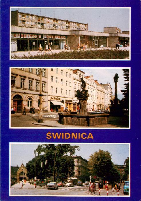 Swidnica Schweidnitz PL Wohnsiedlung Mlodych Marktplatz Neptunbrunnen Grundwaldp