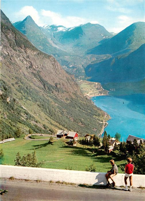 Geiranger Norge an the mountain Dalsnibba in the background