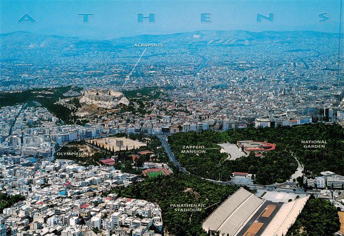 Athens Athen Athenes Greece Stadtpanorama Akropolis Olympieion Station National