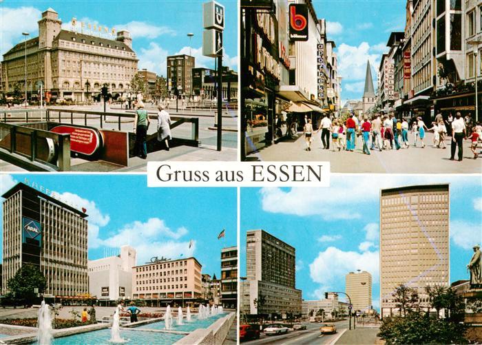 Essen  Ruhr Stadtzentrum Fussgaengerzone U-Bahn Wasserspiele Hochhaeuser