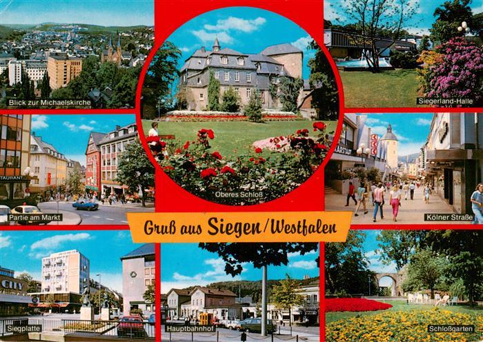 Siegen  Westfalen Stadtpanorama Markt Schloss Siegerland-Halle Fussgaengerzone S