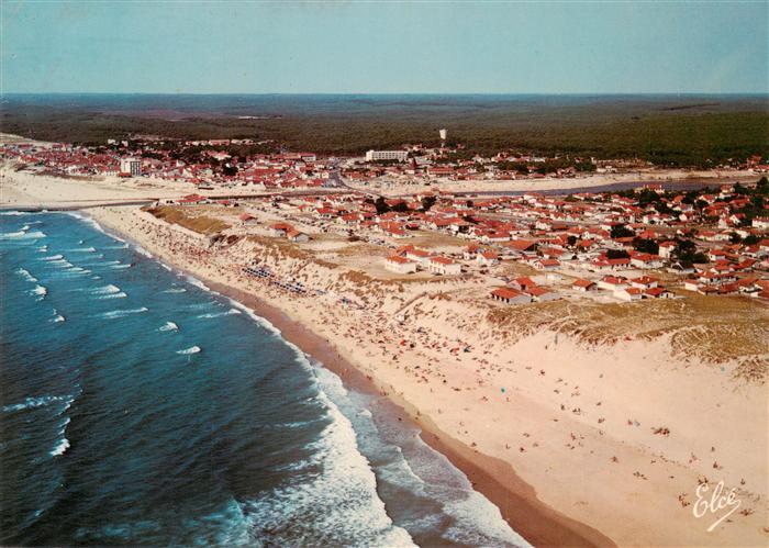 Mimizan 40 Landes Vue générale aérienne sur la gande plage sud et au fond le Cou