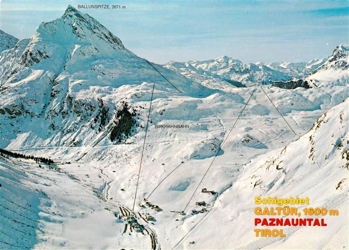 Galtuer Tirol AT Panorama Schigebiet Paznauntal mit Allunspitze