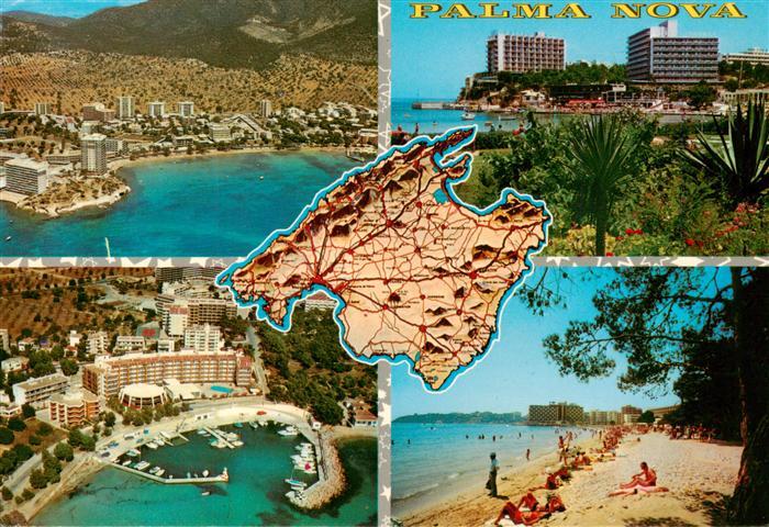 Palma-Nova Palma de Mallorca ES Fliegeraufnahme Strand Hotels Hafen Landkarte