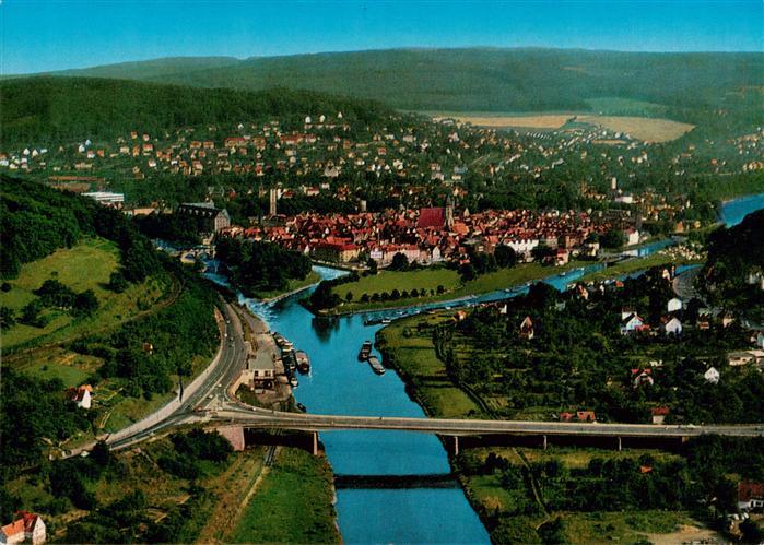 Hann. Muenden Weserbruecke mit Blick auf die Stadt