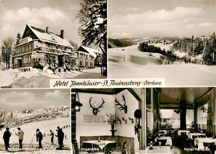 St Andreasberg Harz Winterpanorama Landschaft Hotel Tannhaeuser Skipiste