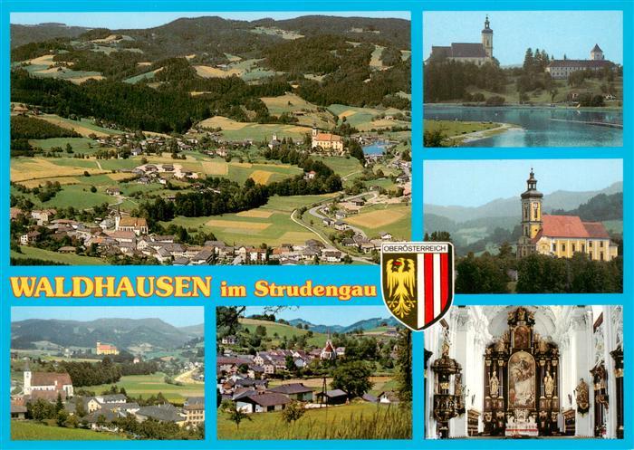 Waldhausen Strudengau Oberoesterreich AT Panorama Schlossberg Barockkirche Bades