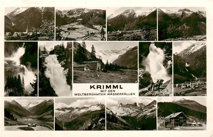 Krimml 1076m Pinzgau AT Panorama mit den beruehmten Wasserfaellen Tauernhaus