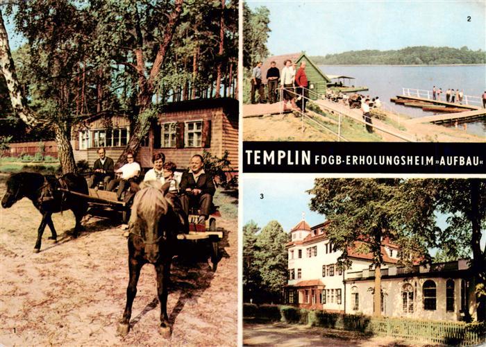 Templin FDGB Erholungsheim Aufbau Ponykutsche Badesteg Luebbesee