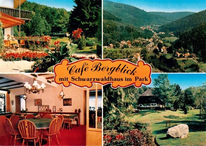Bad Herrenalb Café Bergblick mit Schwarzwaldhaus im Park unteres Gaistal Schwarz