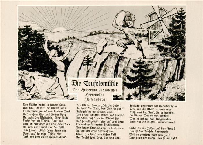 Loffenau Bad Herrenalb Die Teufelsmuehle Kuenstlerkarte Gedicht