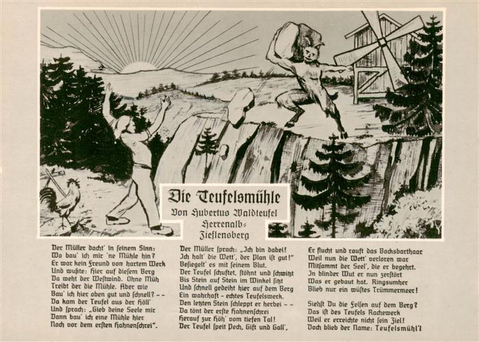 Loffenau Bad Herrenalb Die Teufelsmuehle Kuenstlerkarte Gedicht