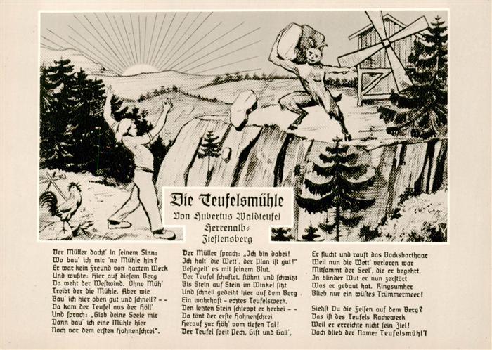 Loffenau Bad Herrenalb Die Teufelsmuehle Kuenstlerkarte Gedicht