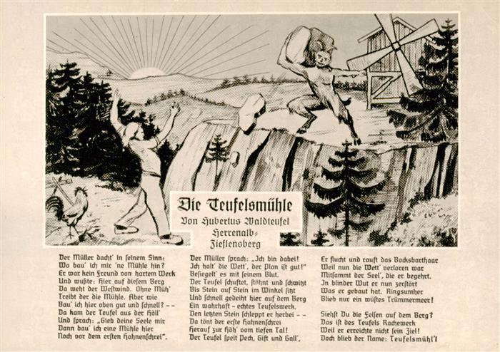 Loffenau Bad Herrenalb Die Teufelsmuehle Kuenstlerkarte Gedicht