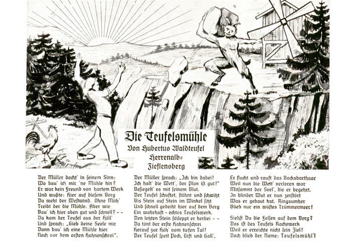 Loffenau Bad Herrenalb Die Teufelsmuehle Kuenstlerkarte Gedicht