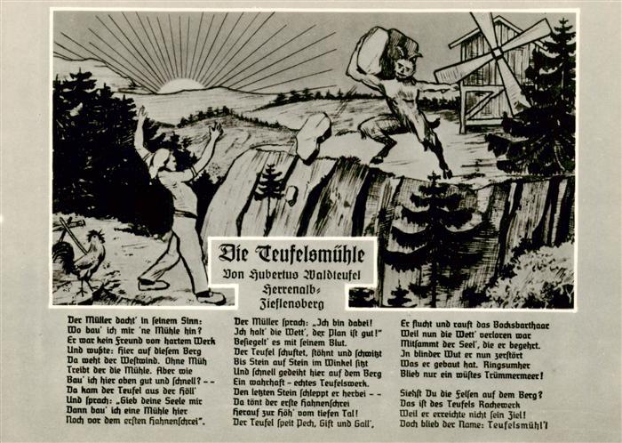 Loffenau Bad Herrenalb Die Teufelsmuehle Kuenstlerkarte Gedicht