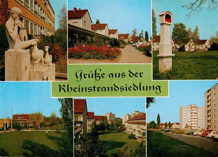 Karlsruhe Baden Rheinstrandsiedlung Hochhaeuser Skulptur
