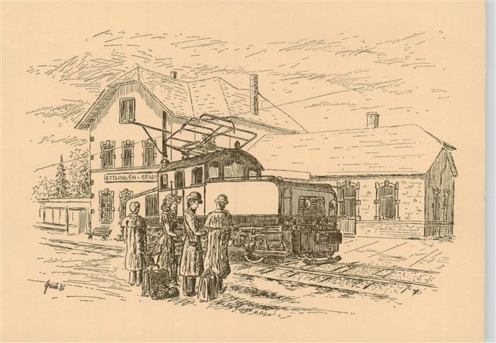 Ettlingen Ettlinger Baehnle Kuenstlerkarte