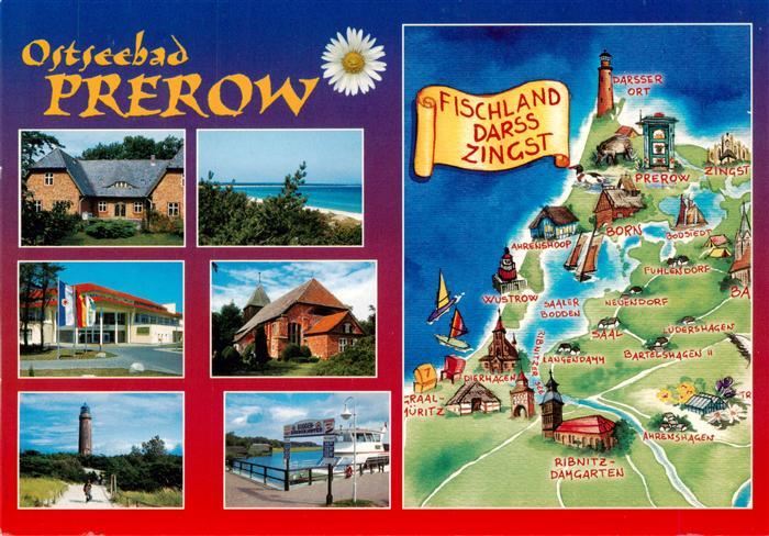 Prerow  Ostseebad Teilansichten Inselhaeuser Leuchtturm Schwimmbad