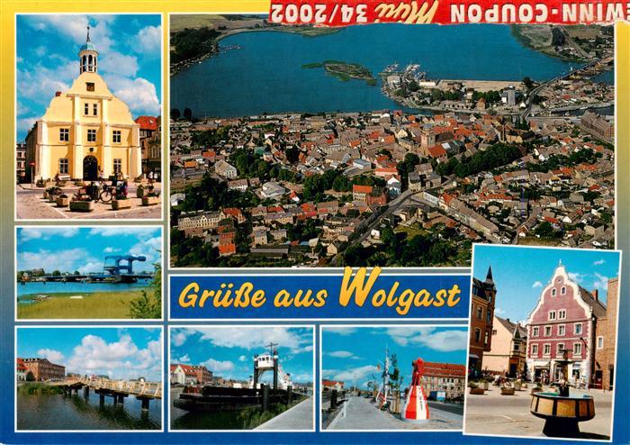 Wolgast Mecklenburg-Vorpommern Kirche Fliegeraufnahme Bruecke Schleuse Strasse M