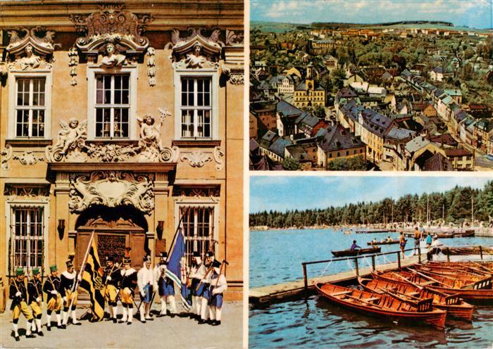 Schneeberg  Erzgebirge Rathaus Panorama Bootsliegeplatz Strand