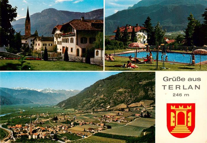 Terlan Terlano Suedtirol IT Kirche Schwimmbad Panorama