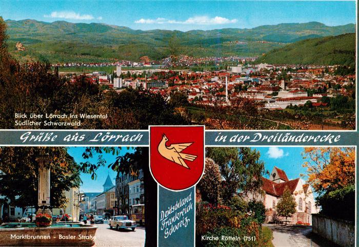 LoeRRACH Baden BW Blick ueber Loerrach ins Wiesental Marktbrunnen Basler Strasse