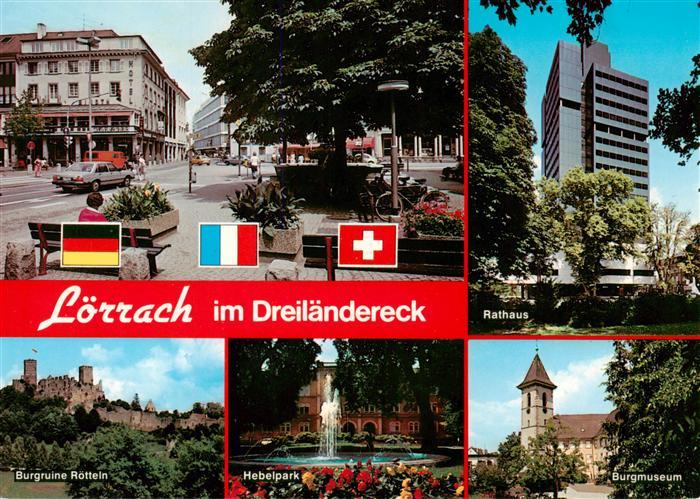 LoeRRACH Baden BW Alter Marktplatz Rathaus Burgruine Roetteln Hebelpark Burgmuse