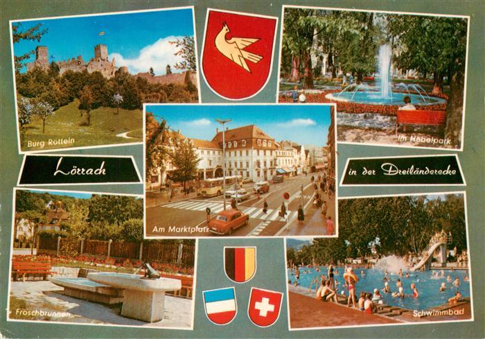 LoeRRACH Baden BW Burg Roetteln Im Hebelpark Am Marktplatz Froschbrunnen Schwimm