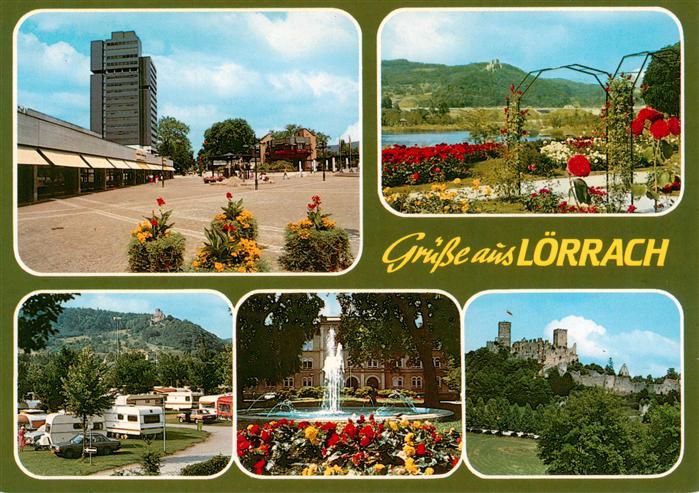 LoeRRACH Baden BW Stadtplatz Rosenfelspark Camping Brunnen Burgruine Roetteln