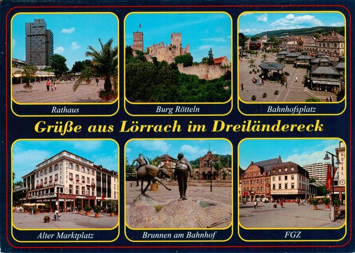 LoeRRACH Baden BW Rathaus Burg Roetteln Bahnhofsplatz Alter Marktplatz Brunnen a