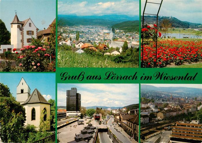 LoeRRACH Baden BW Kirchen Panorama Rosenfelspark Rathaus Panorama