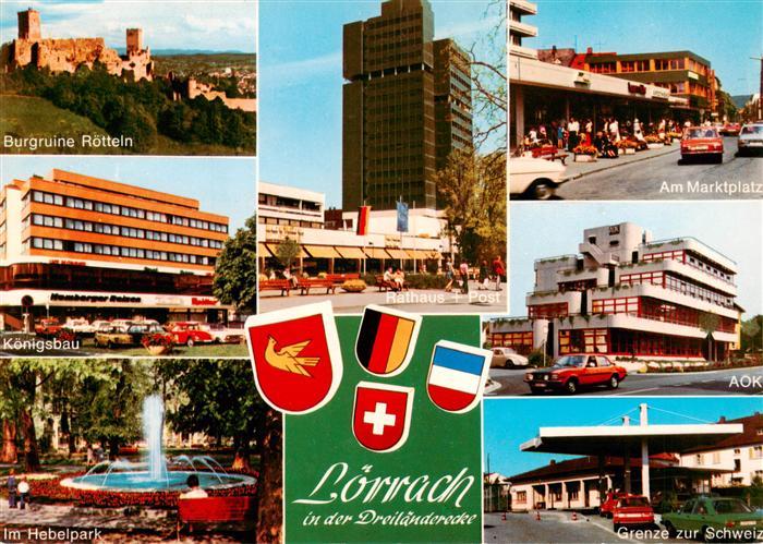 LoeRRACH Baden BW Burgruine Roetteln Rathaus Marktplatz Koenigsbau AOK Im Hebelp