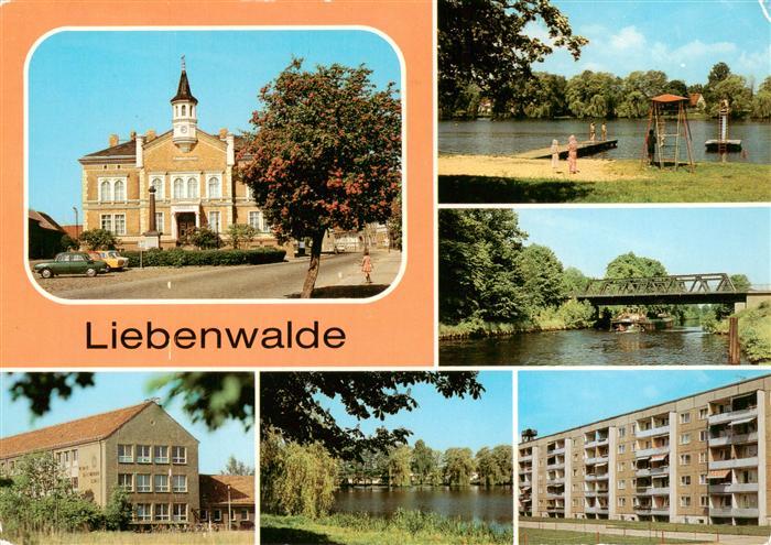 Liebenwalde Rathaus Freibad Bruecke ueber den Vosskanal Werner Seelenbinder Schu