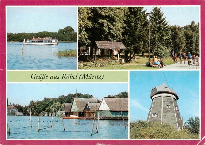 Roebel Mueritz MS Priborn An der Promenade Bootshaeuser an der Mueritz Jugendher