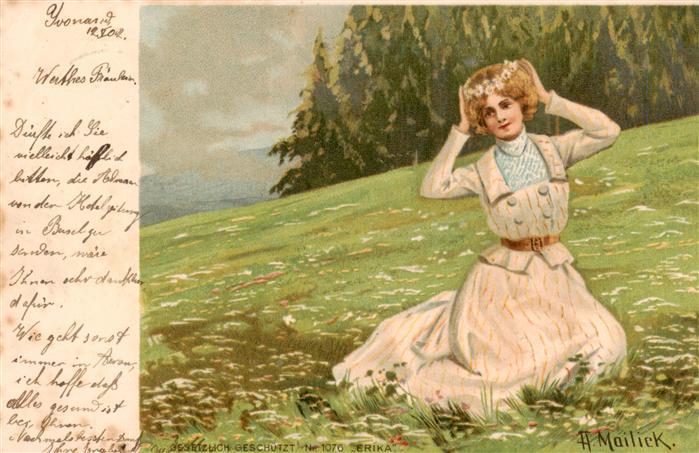 Mailick Kuenstlerlitho Nr. 1076 Erika Frau Wiese
